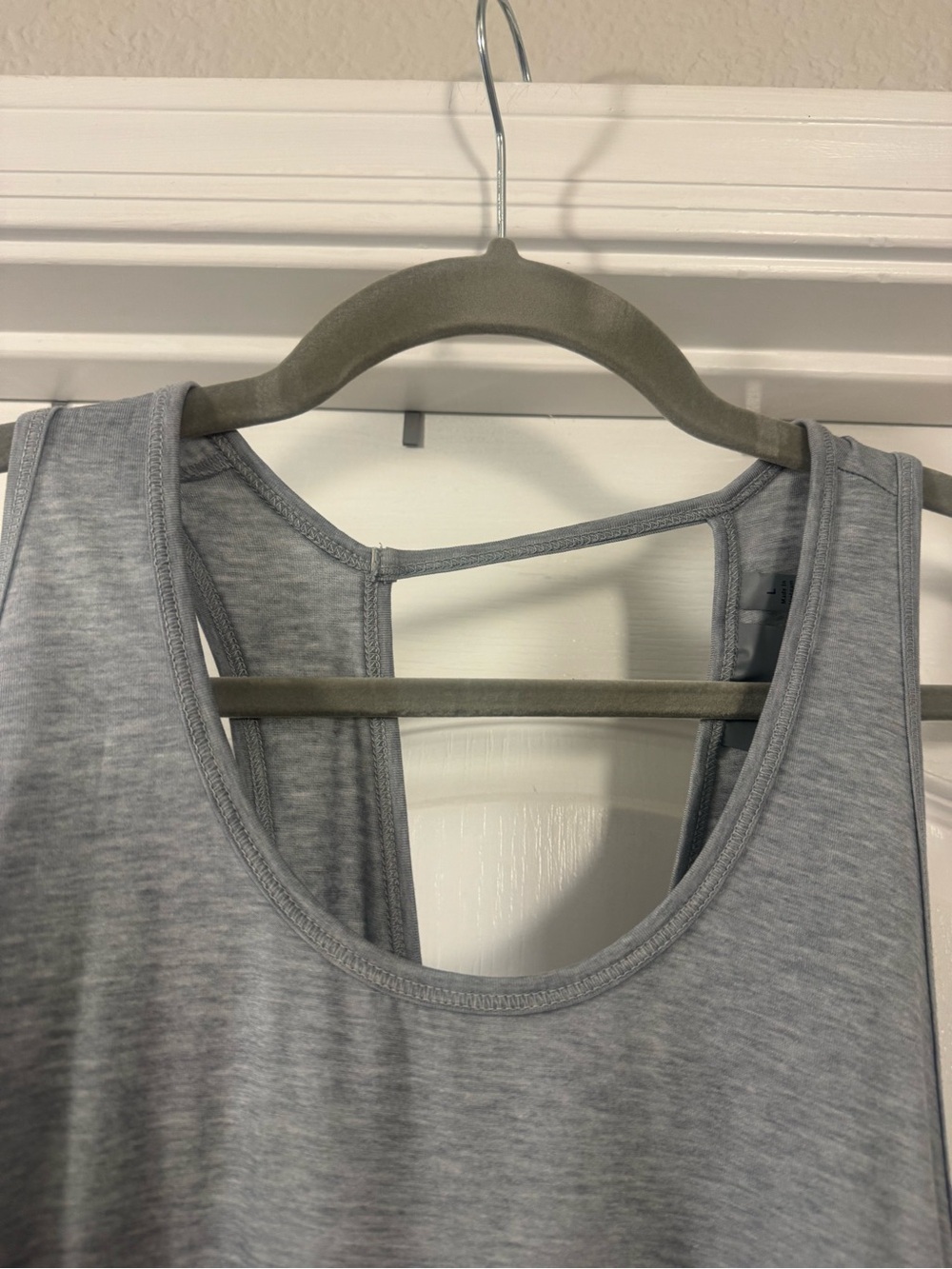 Athleta Light Blue/Grey Racerback Tie Back Tank - Picture 4 of 8